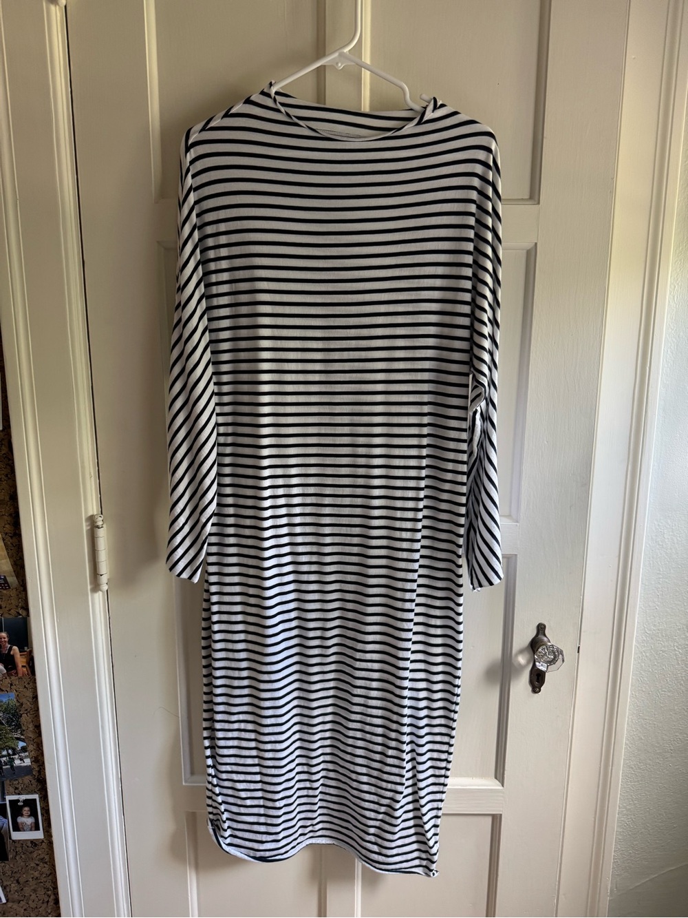 Frank & Eileen Black and White Striped Long Sleeve Dress
